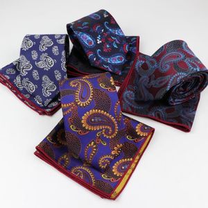 Bow Ties Mens Formal Paisley Polyester Pocket Square Tie zakdoek stropdas veel tweedelige set