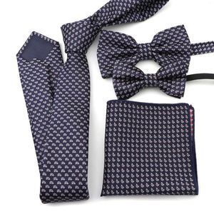 Pajaritas para hombre padre-hijo encantador coche de dibujos animados pez flaco rayas bolsillo cuadrado pañuelo mariposa corbata conjunto accesorio regalo