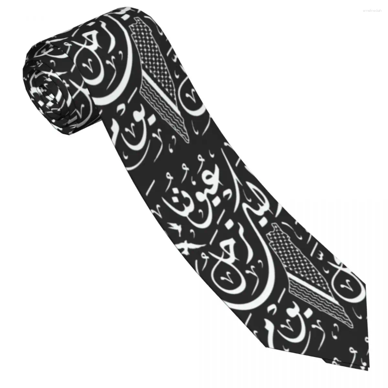 Bow Ties Mens Tie Arabic Calligraphy Neck Palestinian Kufiya Casual Collar Printed Wedding Party Quality Necktie Accessories