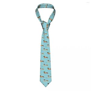 Pajaritas Corbata para hombre Clásico Flaco Alegre Dachshund Perros Surfing The Waves Corbatas Cuello estrecho Slim Casual Accesorios Regalo