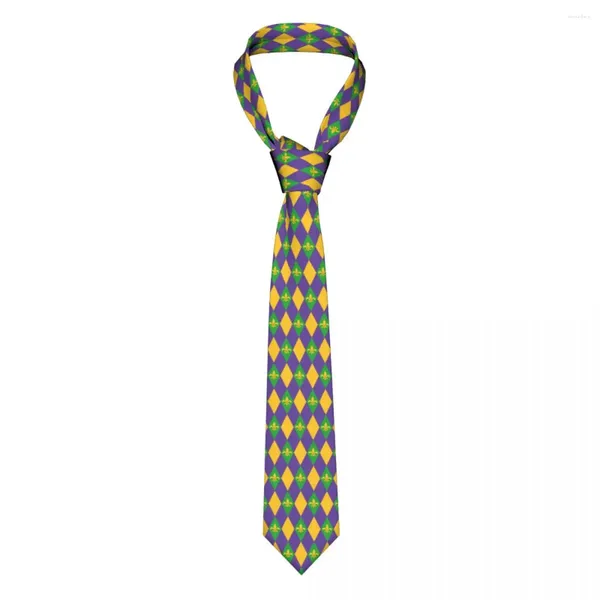 Cravates d'arc Cravate pour hommes Slim Skinny Mardi Gras Harlequin Fleur de Lis Cravate Mode Free Style Hommes Party Mariage