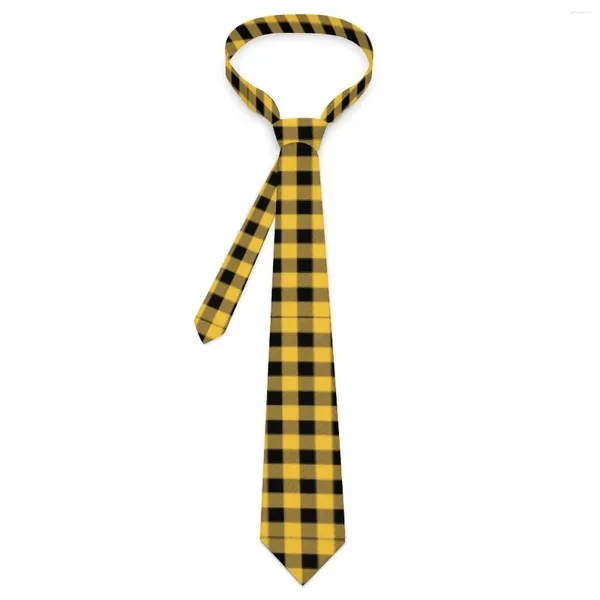 Cravates d'arc Cravate pour hommes Cravate à carreaux en or jaune damier rétro collier à la mode imprimé fête de mariage accessoires de cravate de haute qualité