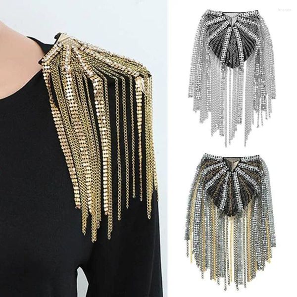 Pajaritas de metal Lentejuelas Borla Epaulette Delicado Rhinestone Accesorios de ropa clásica Cadena larga DIY Joyería de hombro Hombres Mujeres