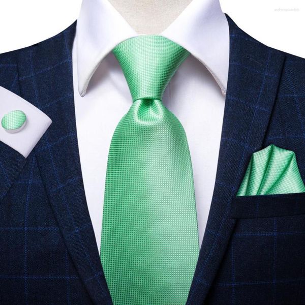 Corbatas de lazo verde menta sólido 2023 elegante para hombre corbata caballeros corbata para hombres negocios Handky gemelos Hi-Tie diseñador