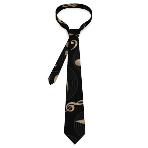 Nœuds papillon Notes de musique cravate noir et or Design cou Kawaii collier drôle pour hommes vêtements quotidiens accessoires de cravate