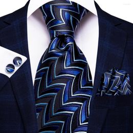 Bow Ties marineblauwe nieuwigheid 2023 Elegante heren bind heren stroptie voor mannen zakelijke handky manchetknopen hi-tie ontwerper