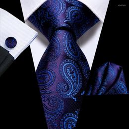 Bow Ties Navy Blue Paisley Silk Wedding Tie voor heren Handky manchetknoop Heren stroptie Set Fashion Designer Business Party Drop Hi-Tie Smal22