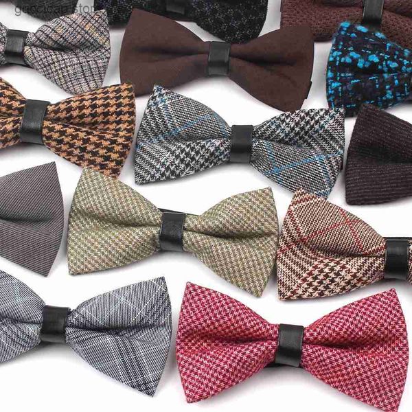 Noeuds papillon Nouveau coton noeud papillon classique Plaid noeud papillon pour hommes femmes affaires mariage Bowknot adulte hommes noeuds papillon cravates jaune rouge cravate Y240329