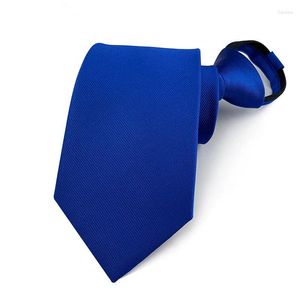 Pajaritas Novela Seda sólida 8 cm Lazy Zipper Tie Oficina de los hombres Boda de negocios Formal Pre Anudado Regalo Gravata