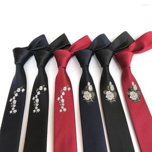 Strikbanden nieuwheid 6 cm mager voor mannen geometrische bloemenprint zijden polyester stropdas marineblauwe zwarte rode bruiloft heren's