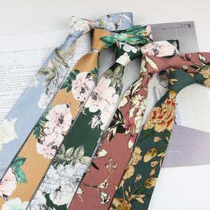 Bow Ties Novelty 7cm rétro rétro Géométrique à imprimé floral Tie en polyester pour hommes Femmes Mariage Casual Men's Shirt Cost Accessoires Coldage