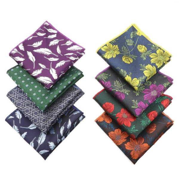 Noeuds papillon nouveauté décontracté poche pour hommes carrés feuilles florales mouchoir d'élan texture jacquard Hankie costume de smoking accessoire de fête formelle