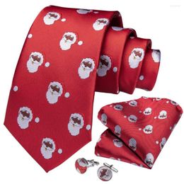 Papillon Novità Design Chrismas Uomo Cravatta Rosso Bianco Seta di qualità Per Halloween Fazzoletto Gemello Set regalo DiBanGu SJT-7275