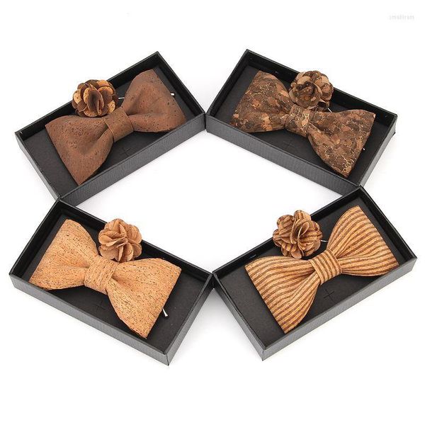 Noeuds papillon nouveauté hommes garçon liège bois banquet broches broches cravate ensemble à la main fête de mariage en bois cravate papillon costume noeud papillon cravate