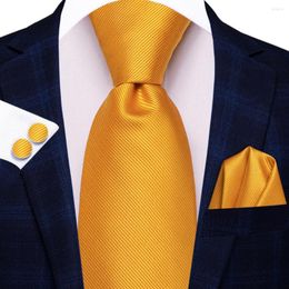 Bow Ties Orange Solid Silk Wedding Tie For Men Gift Heren Ntralte Handky manchetknoopset Fashion Business Party Dropship Hi-Tie Designer