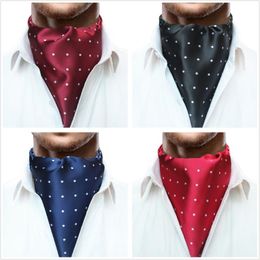 Pajaritas Original Ins Men Slik Plaid Dot Ascot Cravat Neck Tie Bufandas Accesorios para camisa de fiesta de moda SuitBow