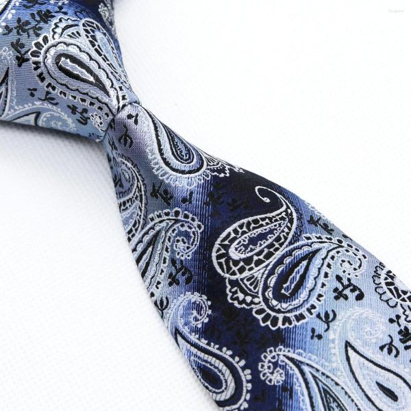 Noeuds papillon Paisley bleu marine azur blanc hommes cravates soie Jacquard tissé en gros affaires formel décontracté