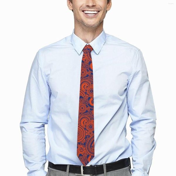 Nœuds papillon Paisley imprimé cravate bleu et orange cou graphique cool collier de mode pour hommes vêtements quotidiens accessoires de cravate