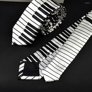 Boogbladen gepersonaliseerde fancy jurk klassiek voor mannen zwart witte muziek stropdas magere piano keyboard stropdas