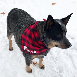 Pajaritas personalizadas a cuadros para perro, pañuelo rojo, pañuelo para el cuello, nombre personalizado, regalo de cachorro