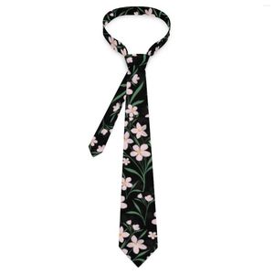 Pajaritas rosa floral corbata estampado botánico clásico elegante cuello para adultos boda fiesta collar personalizado DIY accesorios de corbata