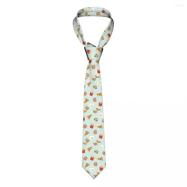 Cravates d'arc Pizza Frites Cravates Hommes Femmes Soie Polyester 8 cm Étroit Mignon Cravate De Cou De Nourriture Pour Hommes Costumes Accessoires Cravate Cosplay