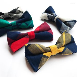 Bow Ties Plaid Bowties for Men Cotton Bourgondy Red Self Tie Mens Green Bowtie Handgemaakte blauwe bruiloft Accessoires A104