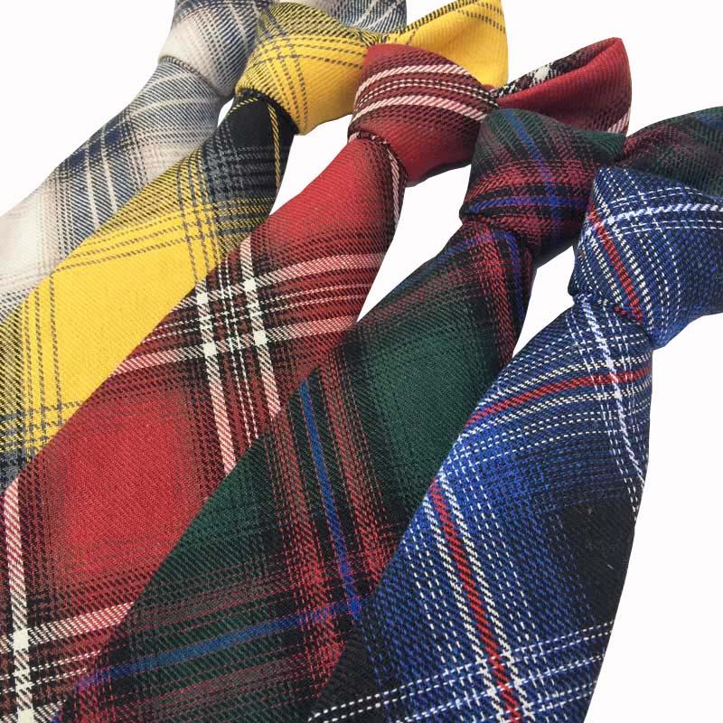 Corbatas de lazo a cuadros para hombre, corbata delgada de algodón, corbata colorida, traje informal, lazos, tartán, corbata clásica para hombre, 7cm de arco