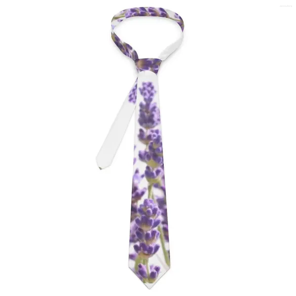 Pajaritas Púrpura Lavanda Corbata Vintage Flores de primavera Cuello de boda Adulto Retro Moda Corbata Accesorios Diseño Collar