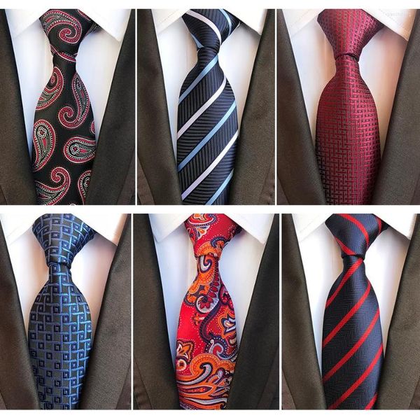 Corbatas de lazo RBOCOMen's 8 cm Classic Striped Red Plaid Corbata Moda Green Paisley Tie para hombres Business Wedding Party Suit