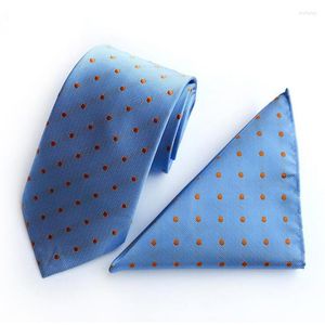 Bowbindingen Rbocomen's Blue Plaid Tie en zakdoekset 8 cm bruine paisley nek met pochet vierkante mode dot stroptie rode bruiloft