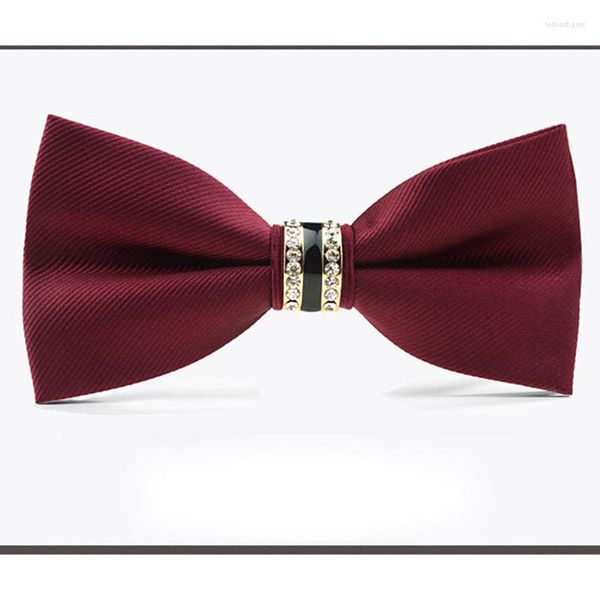 Pajaritas RBOCOMen's Tuxedo Metal Crystal Tie negro gris azul rojo novio pajaritas para hombres mujeres accesorios de fiesta de boda sin caja
