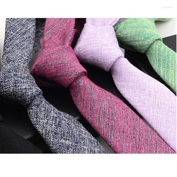 Pajaritas RBOCOSolid Cotton Tie 6cm Slim Striped Men's Casual Blue Black Skinny Red Green Grey Corbata para hombres Boda