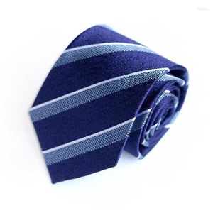 Bow Ties Real Silk Tie Men's Fashion Blue Stripe Vintage Modèle D Business Casual Professional Robe 8cm