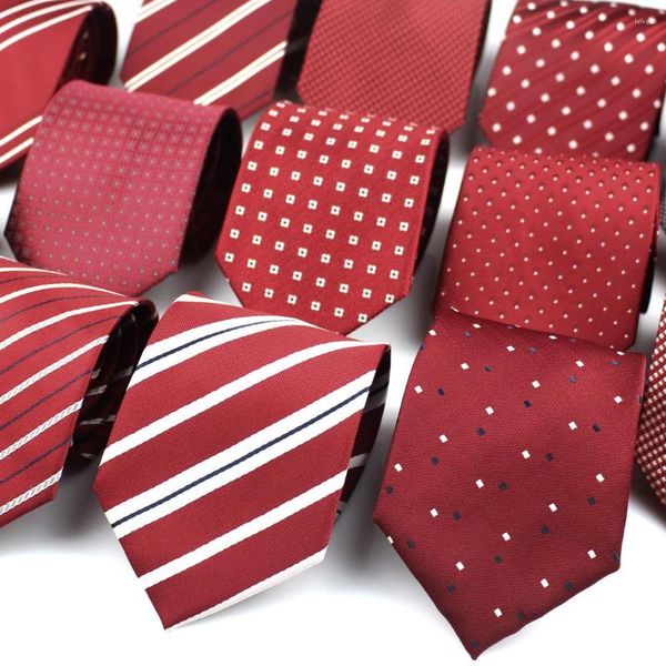 Corbatas de lazo de color rojo a rayas para hombre y mujer, corbata clásica a la moda a cuadros para novio, fiesta, boda, adulto