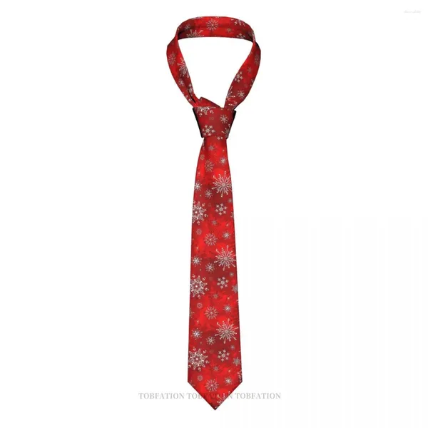 Pajaritas Degradado rojo Copos de nieve Feliz Feliz Navidad Corbata de impresión 3D Corbata de poliéster de 8 cm de ancho Accesorios de camisa Decoración de fiesta