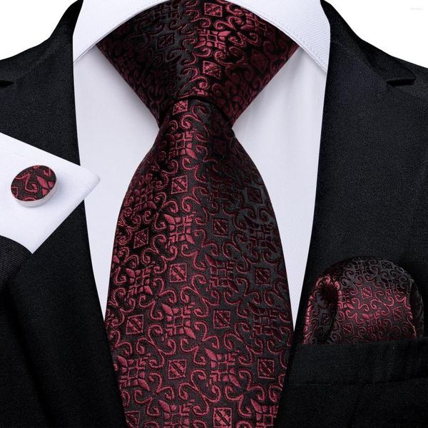 Cravates d'arc Graffiti rouge Fashion Groommen's 8cm Cravate en soie Mouchoir Boutons de manchette Business Accessoires de fête de mariage Cravate en gros
