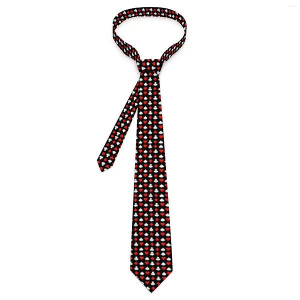 Pajaritas Red Heart Print Tie Poker Símbolo Cosplay Party Neck Retro Trendy para adultos Cuello gráfico Corbata Idea de regalo