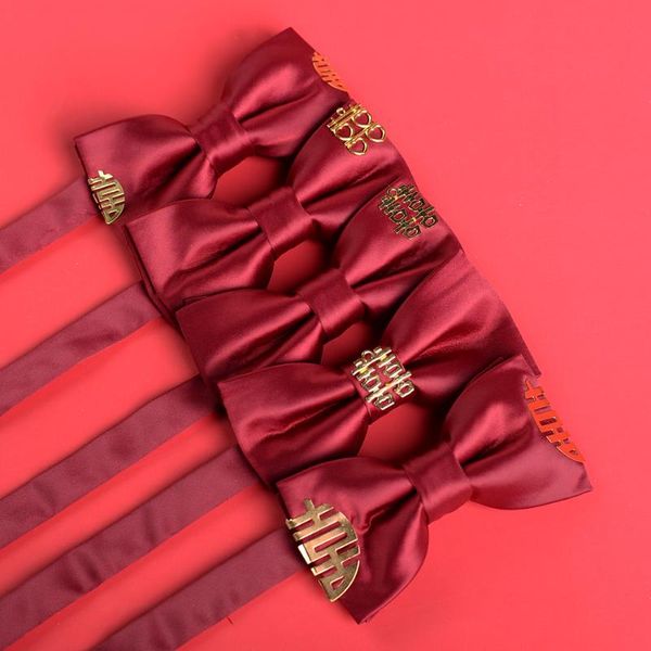 Nœuds papillon rouge mariage pour hommes de haute qualité Bowknot métal doré marié fête papillon cadeau pour hommes avec boîte