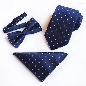 Boogbladen ricnais 8cm zijden bowtie zakdoek stropdas set bule rode polka stip gestreepte bloemen jacqard pocket square suit bedrijf