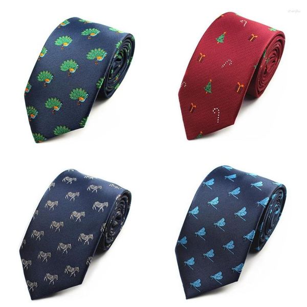 Pajaritas Ricnais Animal para hombre tejido Jacquard de seda corbata de Navidad corbata delgada Gravata moda clásica boda de negocios para hombres