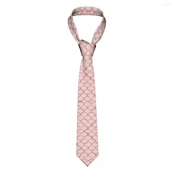Cravates d'arc Rose Gold Sirène Écailles Cravate Unisexe Polyester 8 cm Rose Esthétique Géométrique Géo Cravate Mens Skinny Large Accessoires Cravate