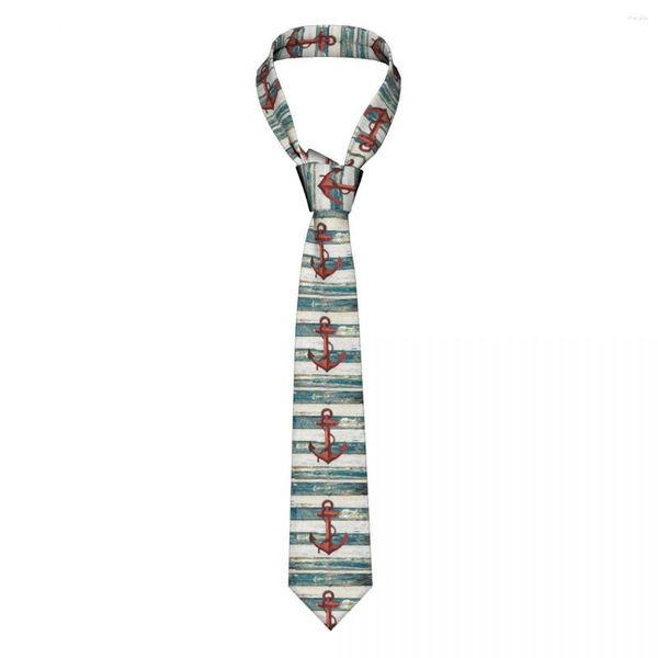 Pajaritas Corbatas de ancla rústica Hombres Mujeres Moda Poliéster 8 cm Cuello náutico elegante estrecho para accesorios Gravatas Boda