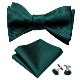 Bow Ties self for Men Silk Butterfly Tie Green Designer Hanky ​​Cuffe Links Collar Rovable Barry Wanglh-1012 227E