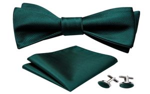 Bow Ties Self For Men Silk Butterfly Tie Green Designer Hanky Cuffe Links Coss Collar Rovable Barrywanglh10129576166
