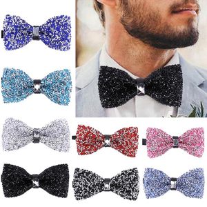 Cravates d'arc Cravate en cristal brillant pour hommes Collier Bowtie Mariage Banquet Party Bowknot Cravate Marié Homme Chemise Vêtements Accessoires