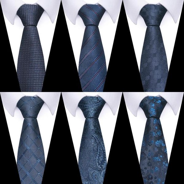Cravates d'arc en soie marque bleu foncé cravate pour hommes conception 7.5 cm Jacquard cravate costume accessoires ajustement fête formelle mariage