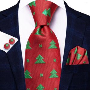 Bow Ties Silk Christmas Tie For Men Red Green Gift Heren Ntralte Handky manchetknopset Fashion Wedding Feest met Hi-Tie Designer