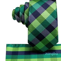 Pañuelos de lazo para niños, corbata de seda a cuadros, verde, gris, diseño de lujo, práctico, largo ancho, fiesta, Dropship Hi-Tie