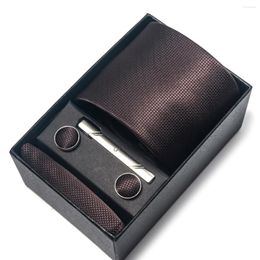 Bow Ties Silk Tie Men Merkstijl Bruiloft Gift Pocket Squares Set stropdas Box Black Suit Accessories